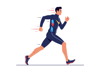 Dynamic Runner in Motion Vector Illustration of a Man Sprinting with Speed Lines.