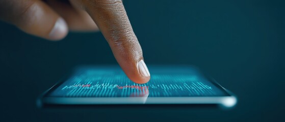 Mobile technology interaction user engaging with digital interface modern workspace visual content close-up perspective innovation in action