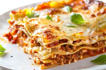 Macro view of a lasagna