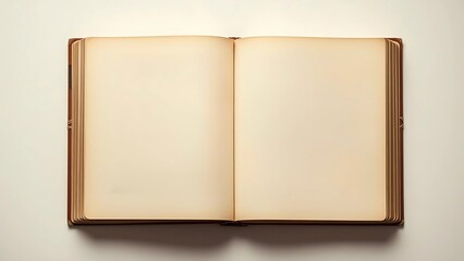 Naklejka premium Top View Open Antique Book with Blank Pages - Vintage Knowledge and Storytelling - Historical Mockup