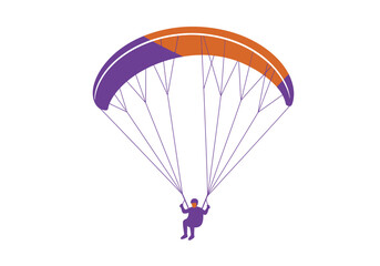 Paraglider with Purple and Orange Canopy and Pilot Silhouette Illustration.
