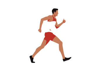 Vector Illustration of a Male Runner in Red and Black Outfit.