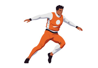 Vector Illustration of a Man Running in Orange and White Sportswear.