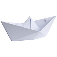 A simple white origami paper boat isolated transparent background perfect for children crafts design projects
