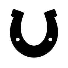 Horseshoe Icon – Flat Lucky Charm Black Silhouette Symbol 