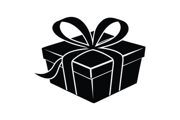 Silhouette art illustration of a wrapped Christmas gift box with ribbon.eps