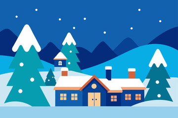 cozy winter village covered in snow