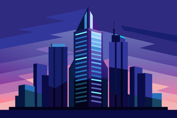 Fototapeta premium modern glass skyscrapers at dusk