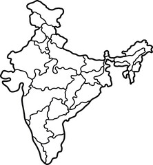 Hand-Drawn Doodle Map of India