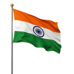 Indian National Flag Waving on Flagpole