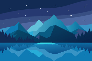 Fototapeta premium tranquil mountain lake under a starry sky