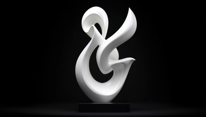 Obraz premium Abstract white sculpture, ampersand shape, on dark base