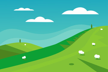 Fototapeta premium windy hillside with grazing sheep