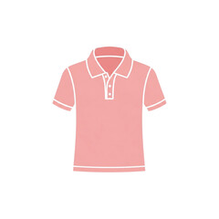 Simple illustration of a pink polo shirt with a collar and buttons, isolated.
