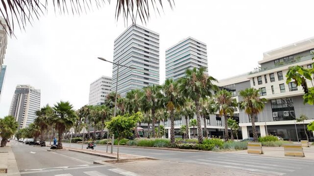 4K footage showcasing the exterior of Casablanca Finance City (CFC) buildings on a bright, sunny day in Casablanca, Morocco 10 July 2025
