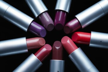 dark tone lipstick layout on background. Gothic makeup style