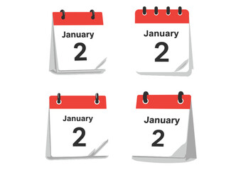 Four calendar pages showing January 2