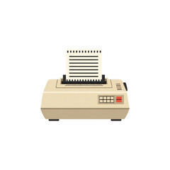 Vintage beige dot matrix printer with paper emerging.