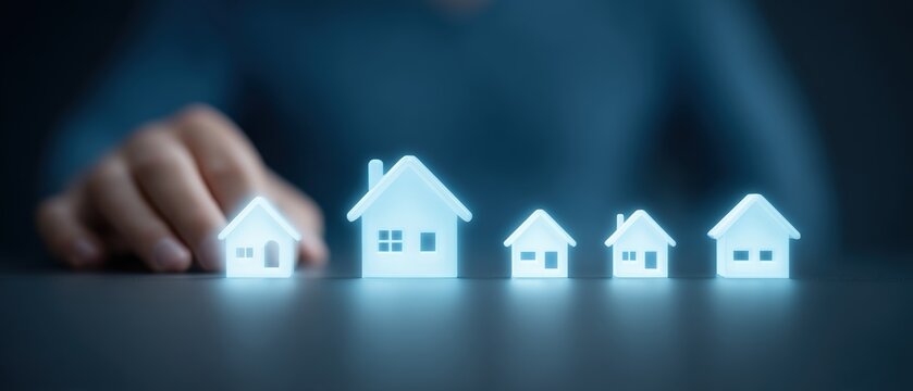 Digital real estate innovation virtual space conceptual design home models minimalist environment close-up perspective