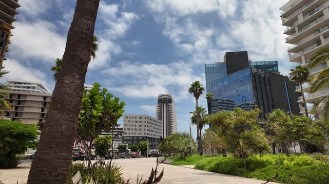 4K footage showcasing the exterior of Casablanca Finance City (CFC) buildings on a bright, sunny day in Casablanca, Morocco 10 July 2025
