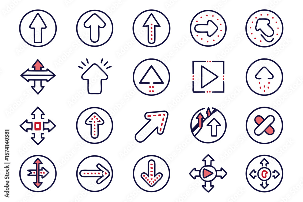 Poster diverse collection of black pointer and navigation directional symbols including a classic cursor fo