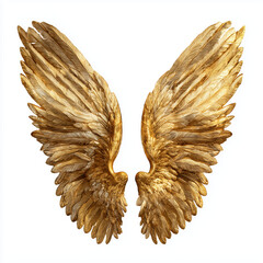 Majestic Golden Angel Wings , white background cut out PNG