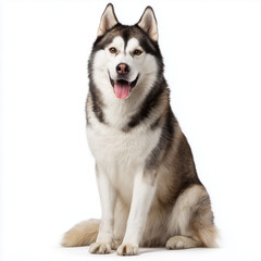 Adorable Husky Dog Portrait , white background cut out PNG