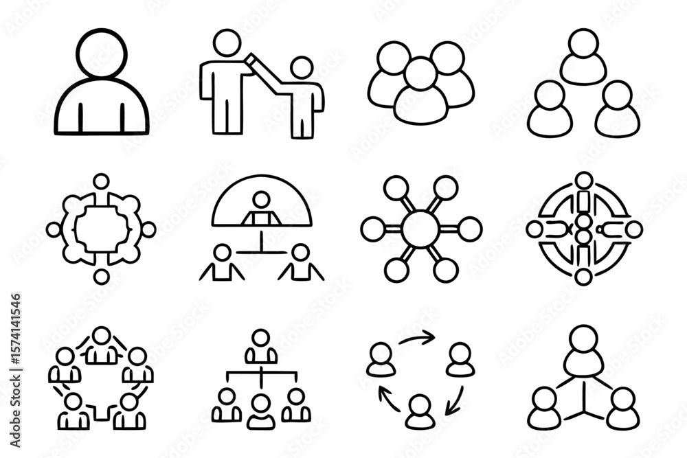 Poster comprehensive collection of business relationship and communication symbols perfect for conveying co