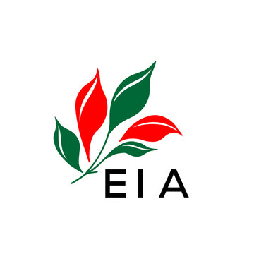 EIA Abstract Botanical Logo with Elegant Typography, EIA  Later Logo, Modern Nature Inspired Logo with Red and Green Leaves.
