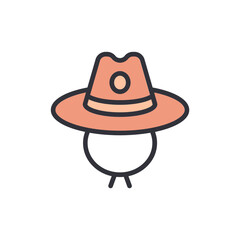 Stylized Icon Of A Cowboy Silhouette Wearing A Hat On Transparent