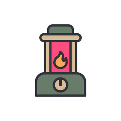 Stylized Illustration Of A Portable Heater With Visible Flame Icon