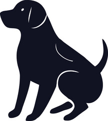 a dog head silhouette,high-contrast black and white,detailed fur texture,digital art,vector illustration
