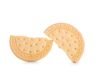 Broken sweet cookie on white background