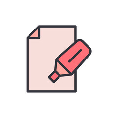 Highlighted Document Icon Depicting Important Information And Reviewing