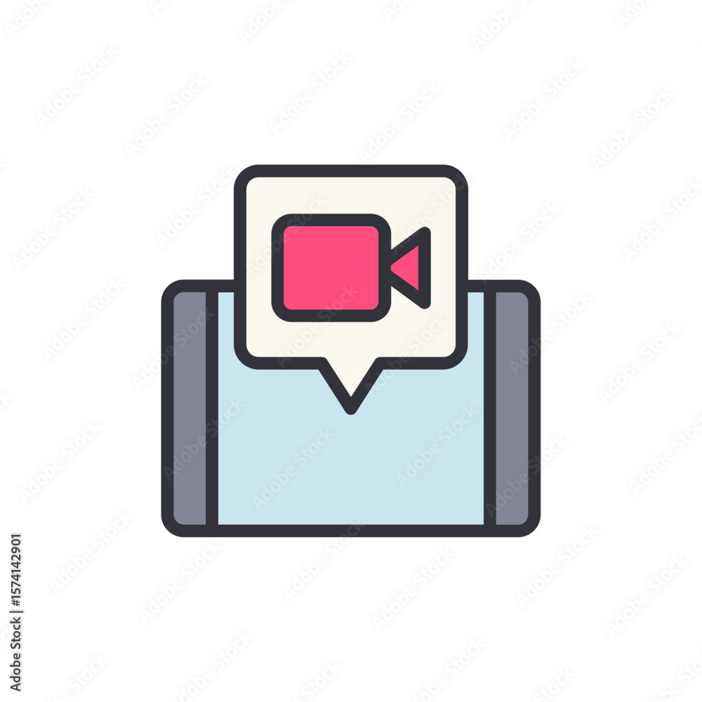 Poster mobile device notification displaying a camera icon in message bubble