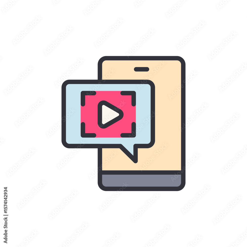 Poster smartphone displaying video message notification with transparent background