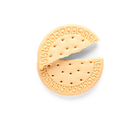 Broken sweet cookie on white background