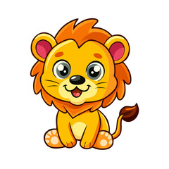 Obraz premium Cute funny baby lion cartoon 