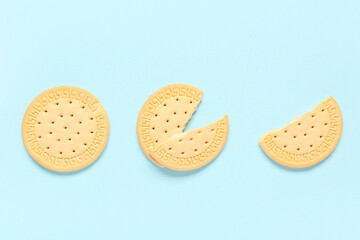 Sweet cookies on blue background