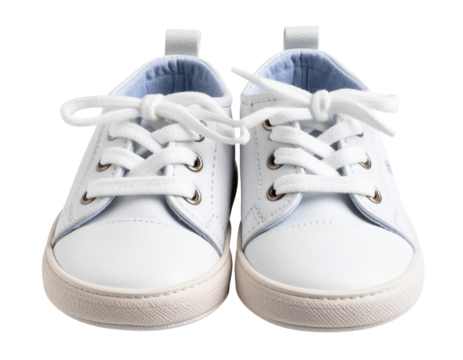 Close-Up of Two Small Baby Shoes with Laces, Isolated on Transparent Background PNG