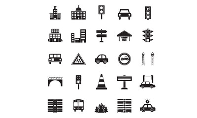 Traffic and Road Icon Vectors