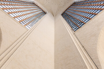 Architecture of light. Gothic arches and windows. Aesthetic of church space