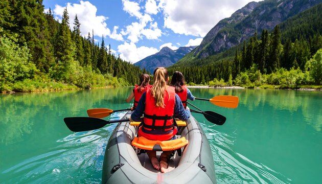 Kayaking adventure on a turquoise lake