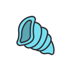 Isolated Cartoon Sea Shell With Soft Blue Pastel Colors And Details