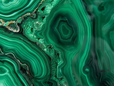 polished malachite with vivid green bands, macro texture detail,