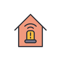 Smart Home Security System Alert Illustration On Transparent Background