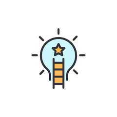 Ascending To Success Illustration With Ladder And Shining Star In Lightbulb