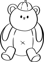 Teddy Bear in Pumpkin Costume Line Art