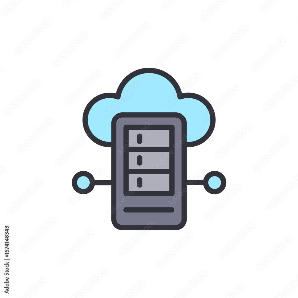 Aufkleber cloud computing server representing data storage and online access