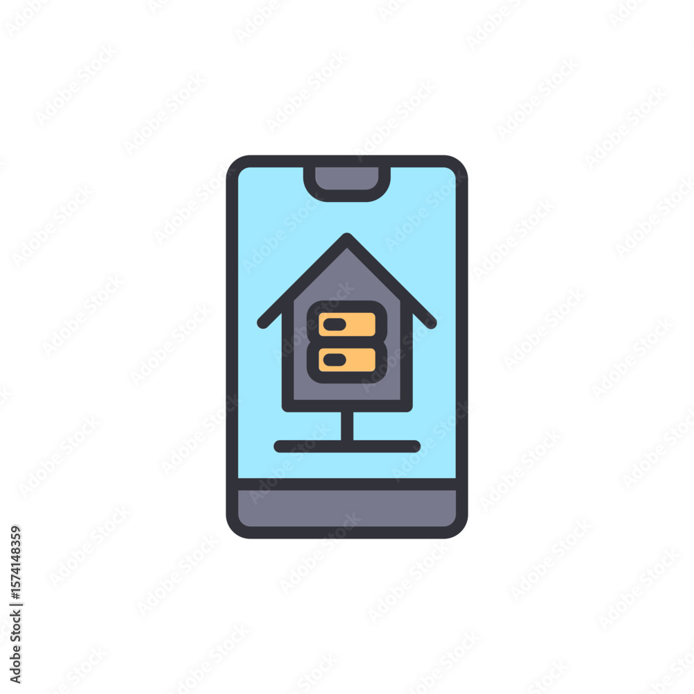 Poster mobile server illustration displaying network hosting configuration application